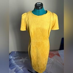 COPY - Golden Yellow Suede Dress Size 10 Knee-length